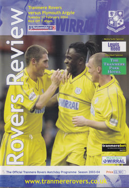 Tranmere Rovers v Plymouth Argyle Match Programme 2004-02-17